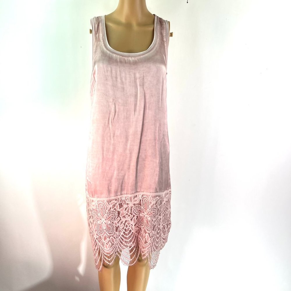 Alexandre Laurent Paris Vintage Lace Sleeveless Dress Size M Pink Made in Italy